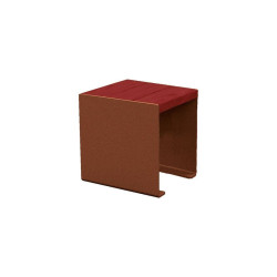 Banquette KUB. acier et bois Procity, lg. 450 mm, fixation tiges d'ancrage non fournies - Acajou/Aspect Corten
