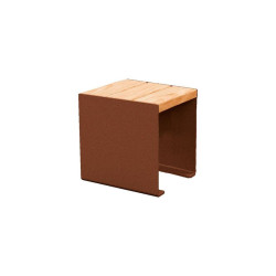 Banquette KUB. acier et bois Procity, lg. 450 mm, fixation tiges d'ancrage non fournies - Chêne clair/Aspect Corten