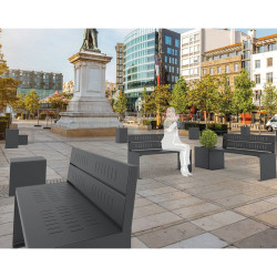 Banc acier KUB. Procity, lg. 1800 mm, fixation tiges d'ancrage non fournies - Vert mousse