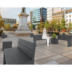 Banc acier KUB. Procity, lg. 1800 mm, fixation tiges d'ancrage non fournies - Blanc pur