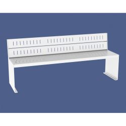 Banc acier KUB. Procity, lg. 1800 mm, fixation tiges d'ancrage non fournies - Blanc pur