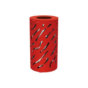 Corbeille standard Venise 80 litres Procity - Ø 450 x hauteur 845 mm - Avec seau galva - Rouge signalisation