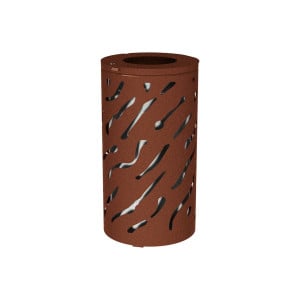 Corbeille standard Venise 80 litres Procity - Ø 450 x hauteur 845 mm - Avec seau galva - Aspect Corten