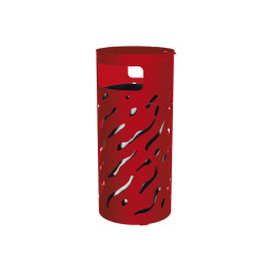 Corbeille Venise couvercle réhaussé 80 litres Procity - Ø 450 x hauteur 1010 mm - Avec seau galva - Rouge pourpre