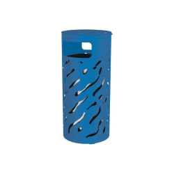 Corbeille Venise couvercle réhaussé 80 litres Procity - Ø 450 x hauteur 1010 mm - Avec seau galva - Bleu gentiane