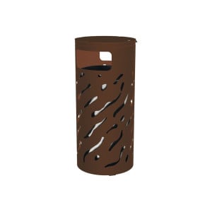 Corbeille Venise couvercle réhaussé 80 litres Procity - Ø 450 x hauteur 1010 mm - Avec seau galva - Brun chocolat