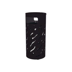 Corbeille Venise couvercle réhaussé 80 litres Procity - Ø 450 x hauteur 1010 mm - Avec seau galva - Noir foncé