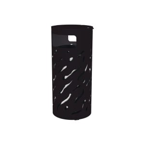 Corbeille Venise couvercle réhaussé 80 litres Procity - Ø 450 x hauteur 1010 mm - Avec seau galva - Noir foncé