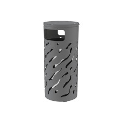 Corbeille Venise couvercle réhaussé 80 litres Procity - Ø 450 x hauteur 1010 mm - Avec seau galva - Gris Procity