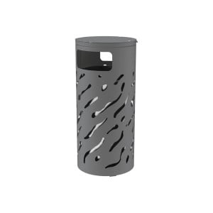 Corbeille Venise couvercle réhaussé 80 litres Procity - Ø 450 x hauteur 1010 mm - Avec seau galva - Gris Procity