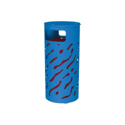 Corbeille Venise couvercle réhaussé 80 litres Procity - Ø 450 x hauteur 1010 mm - Avec seau peint/galva - Bleu gentiane