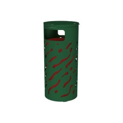 Corbeille Venise couvercle réhaussé 80 litres Procity - Ø 450 x hauteur 1010 mm - Avec seau peint/galva - Vert mousse