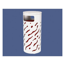 Corbeille Venise couvercle réhaussé 80 litres Procity - Ø 450 x hauteur 1010 mm - Avec seau peint/galva - Blanc pur