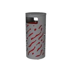Corbeille Venise couvercle réhaussé 80 litres Procity - Ø 450 x hauteur 1010 mm - Avec seau peint/galva - Gris Procity