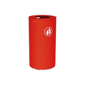 Corbeille Olbia 80 litres Procity - Ø 450 x hauteur 845 mm - Sans seau - Rouge signalisation