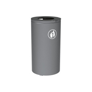 Corbeille Olbia 80 litres Procity - Ø 450 x hauteur 845 mm - Sans seau - Gris Procity