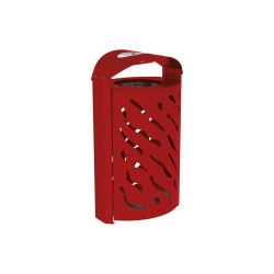 Corbeille Venise 120 litres Procity - Ø 450 x hauteur 1010 mm - couvercle réhaussé cendrier - Rouge pourpre
