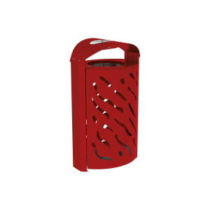Corbeille Venise 120 litres Procity - Ø 450 x hauteur 1010 mm - couvercle réhaussé cendrier - Rouge pourpre