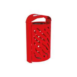 Corbeille Venise 120 litres Procity - Ø 450 x hauteur 1010 mm - couvercle réhaussé cendrier - Rouge signalisation