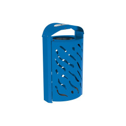 Corbeille Venise 120 litres Procity - Ø 450 x hauteur 1010 mm - couvercle réhaussé cendrier - Bleu gentiane