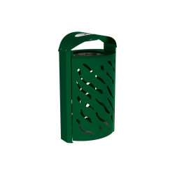Corbeille Venise 120 litres Procity - Ø 450 x hauteur 1010 mm - couvercle réhaussé cendrier - Vert mousse
