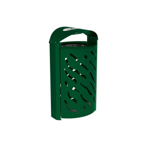 Corbeille Venise 120 litres Procity - Ø 450 x hauteur 1010 mm - couvercle réhaussé cendrier - Vert mousse