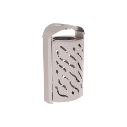 Corbeille Venise 120 litres Procity - Ø 450 x hauteur 1010 mm - couvercle réhaussé cendrier - Gris soie