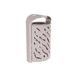 Corbeille Venise 120 litres Procity - Ø 450 x hauteur 1010 mm - couvercle réhaussé cendrier - Gris soie