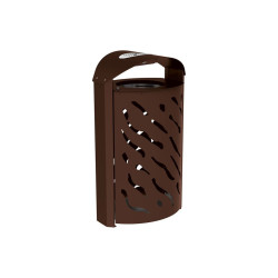 Corbeille Venise 120 litres Procity - Ø 450 x hauteur 1010 mm - couvercle réhaussé cendrier - Brun chocolat