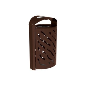 Corbeille Venise 120 litres Procity - Ø 450 x hauteur 1010 mm - couvercle réhaussé cendrier - Brun chocolat