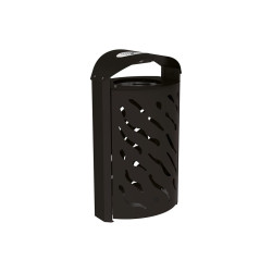 Corbeille Venise 120 litres Procity - Ø 450 x hauteur 1010 mm - couvercle réhaussé cendrier - Noir foncé