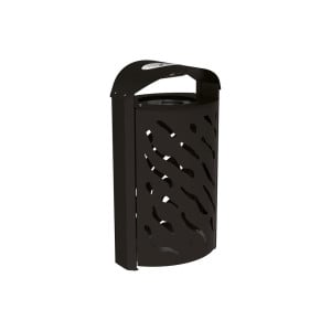 Corbeille Venise 120 litres Procity - Ø 450 x hauteur 1010 mm - couvercle réhaussé cendrier - Noir foncé