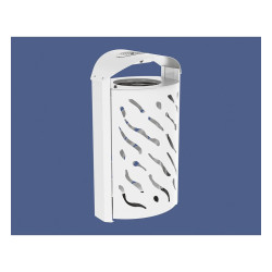 Corbeille Venise 120 litres Procity - Ø 450 x hauteur 1010 mm - couvercle réhaussé cendrier - Blanc pur