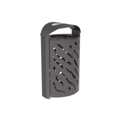 Corbeille Venise 120 litres Procity - Ø 450 x hauteur 1010 mm - couvercle réhaussé cendrier - Gris Procity