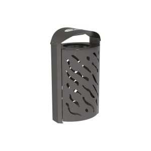 Corbeille Venise 120 litres Procity - Ø 450 x hauteur 1010 mm - couvercle réhaussé cendrier - Gris Procity