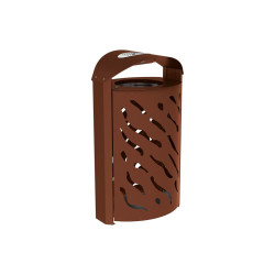 Corbeille Venise 120 litres Procity - Ø 450 x hauteur 1010 mm - couvercle réhaussé cendrier - Aspect Corten