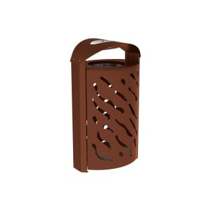 Corbeille Venise 120 litres Procity - Ø 450 x hauteur 1010 mm - couvercle réhaussé cendrier - Aspect Corten