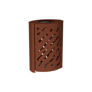 Corbeille standard Venise 120 litres Procity - larg. 590 x prof. 435 x haut. 845 mm - Aspect Corten