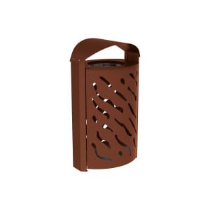 Corbeille couvercle réhaussé Venise 120 litres Procity - larg. 595 x prof. 435 x haut. 1025 mm - Aspect Corten