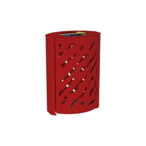 Corbeille Venise Tri sélectif 2 X 60 litres Procity - : larg. 590 x prof. 435 x haut. 845 mm - Rouge pourpre