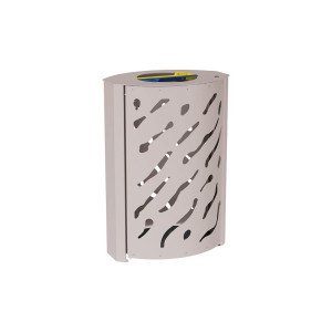 Corbeille Venise Tri sélectif 2 X 60 litres Procity - : larg. 590 x prof. 435 x haut. 845 mm - Gris soie
