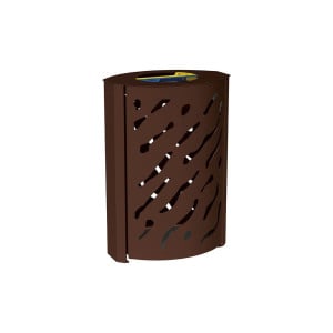 Corbeille Venise Tri sélectif 2 X 60 litres Procity - : larg. 590 x prof. 435 x haut. 845 mm - Brun chocolat