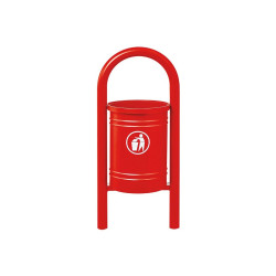 Corbeille Vercors 40 litres Procity - Avec seau tôle électrozinguée - Rouge signalisation