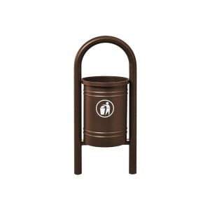 Corbeille Vercors 40 litres Procity - Avec seau tôle électrozinguée - Brun chocolat