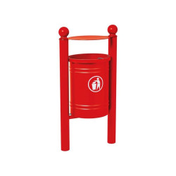 Corbeille Saintonge Boule 40 litres Procity - Avec seau tôle électrozinguée - Rouge pourpre