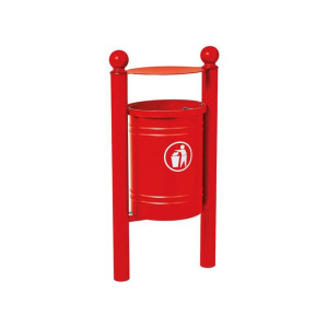 Corbeille Saintonge Boule 40 litres Procity - Avec seau tôle électrozinguée - Rouge pourpre