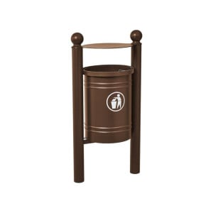 Corbeille Saintonge Boule 40 litres Procity - Avec seau tôle électrozinguée - Brun chocolat