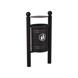 Corbeille Saintonge Boule 40 litres Procity - Avec seau tôle électrozinguée - Noir foncé