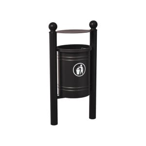 Corbeille Saintonge Boule 40 litres Procity - Avec seau tôle électrozinguée - Noir foncé