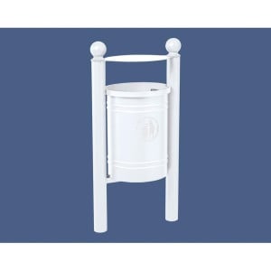 Corbeille Saintonge Boule 40 litres Procity - Avec seau tôle électrozinguée - Blanc pur